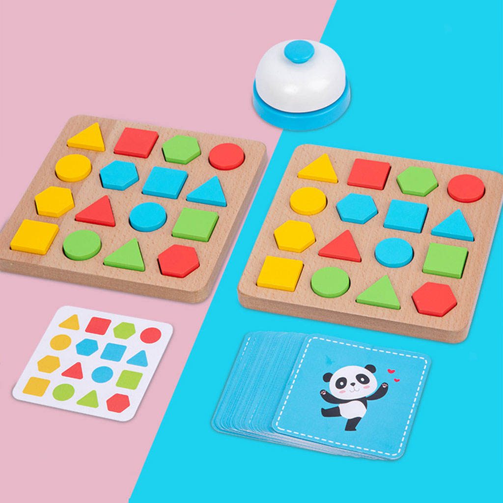 Funny Wooden Puzzle Building Blocks Colors Shapes Sorting Cognitive Toys