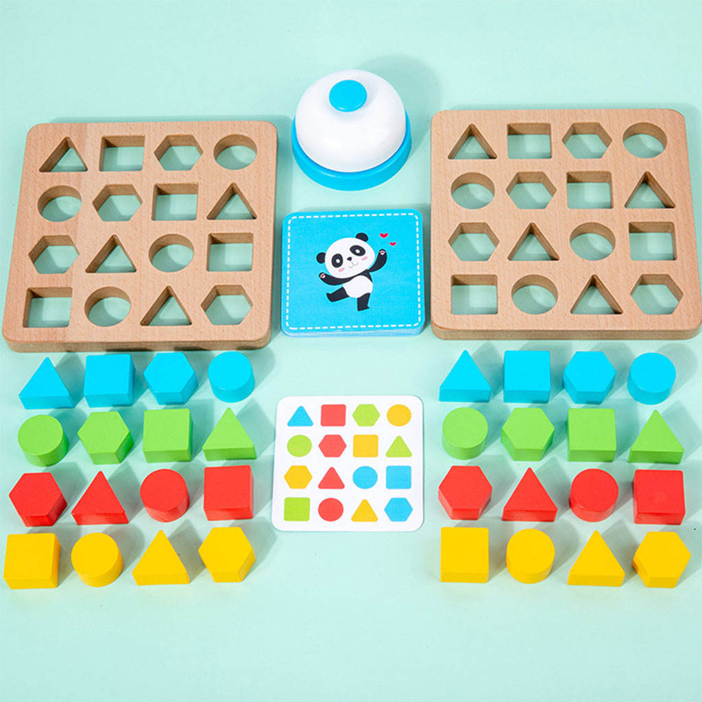 Funny Wooden Puzzle Building Blocks Colors Shapes Sorting Cognitive Toys