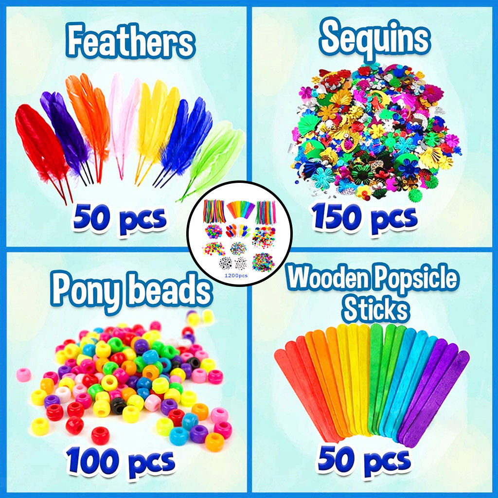 Portable Complete DIY Crafts Art Kit Set Pipe Cleaners for Adults & Kids