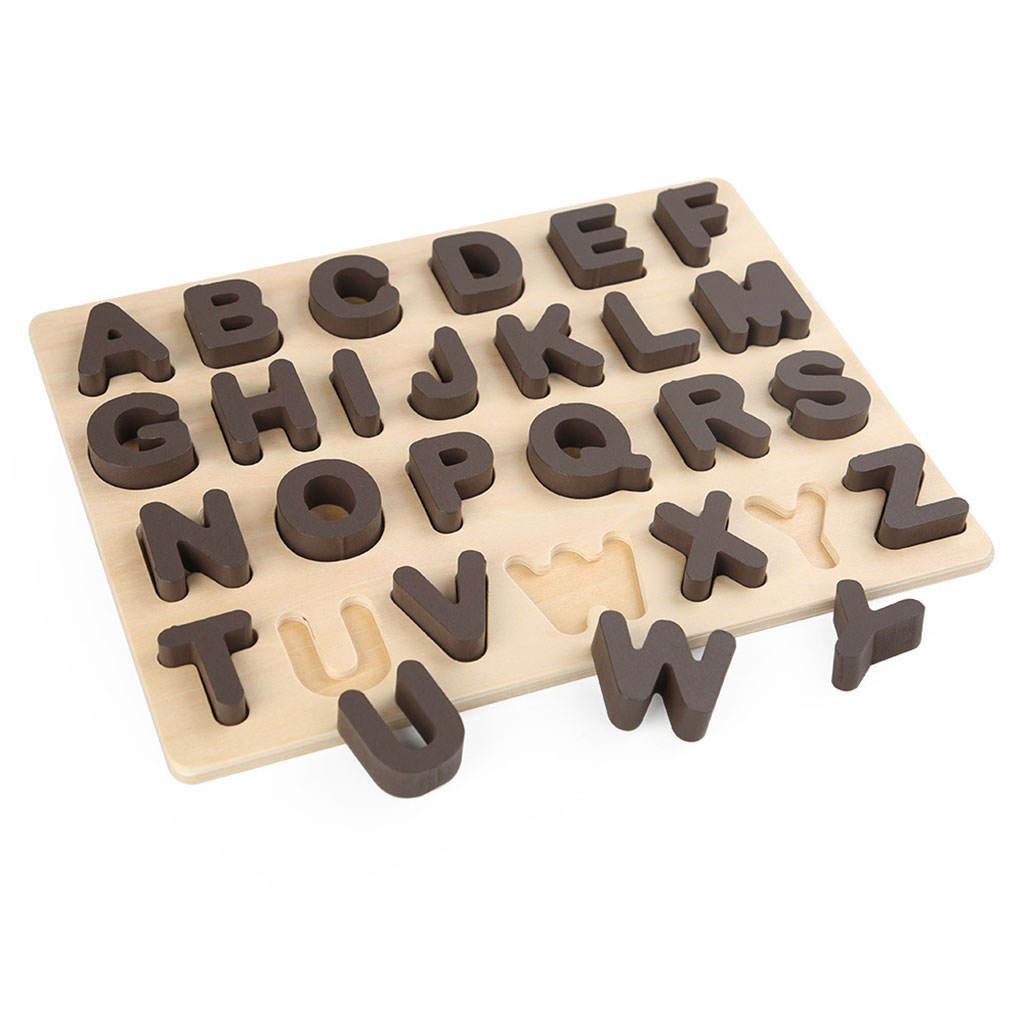 Wooden ABC Alphabet Letter Puzzle Board with 18 Card Early Learning