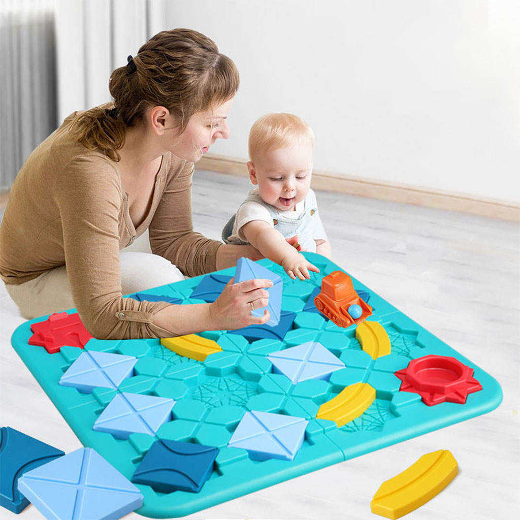 Montessori Puzzle Maze Pull Back Car Road Maze Board Game Educational Logical