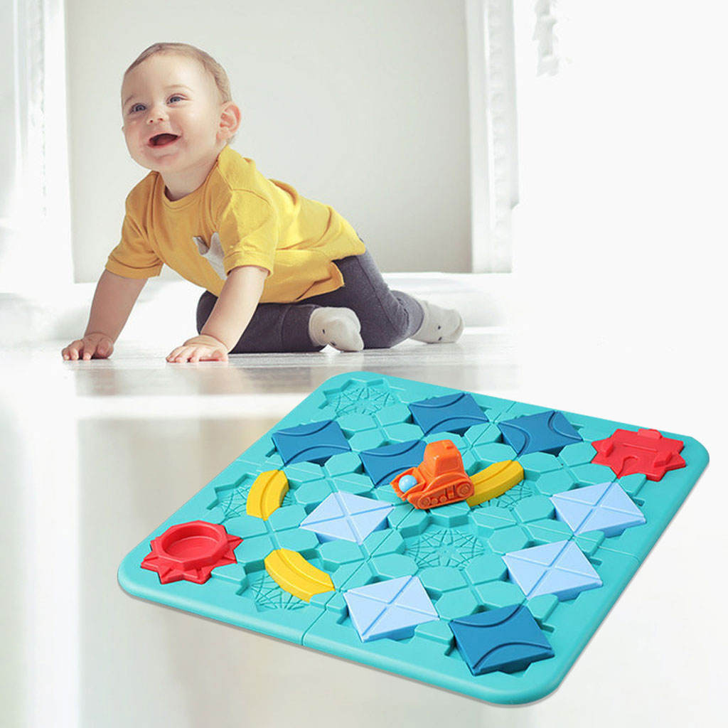 Montessori Puzzle Maze Pull Back Car Road Maze Board Game Educational Logical