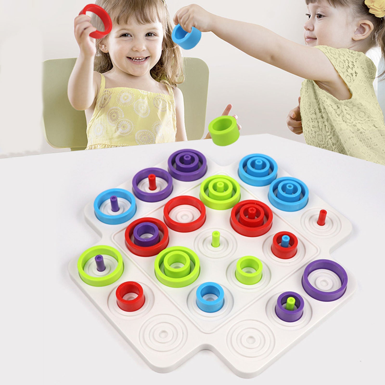Montessori Rings Chess Puzzle Toys Parent-Child Interaction Party Game