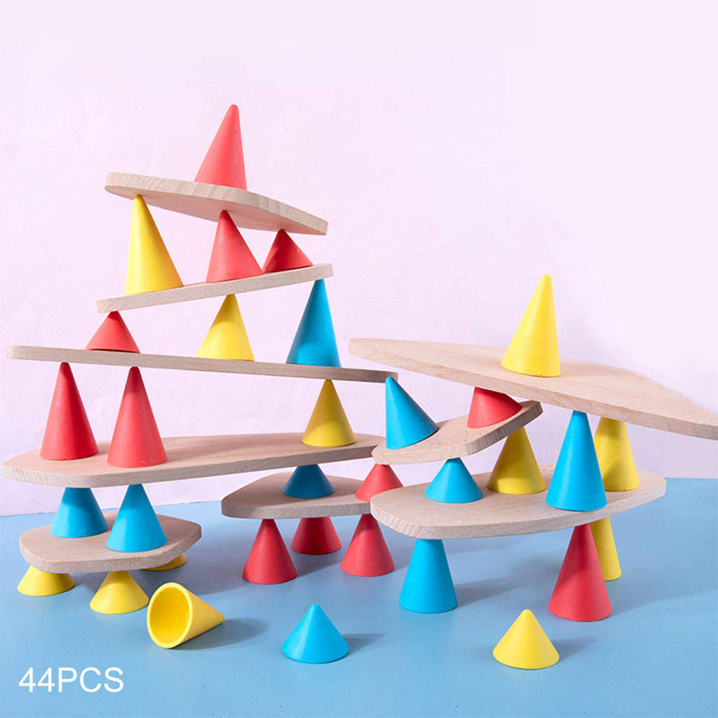 44/Set Wooden Balance Blocks Stacking Game Balancing Stacking Game for Kids