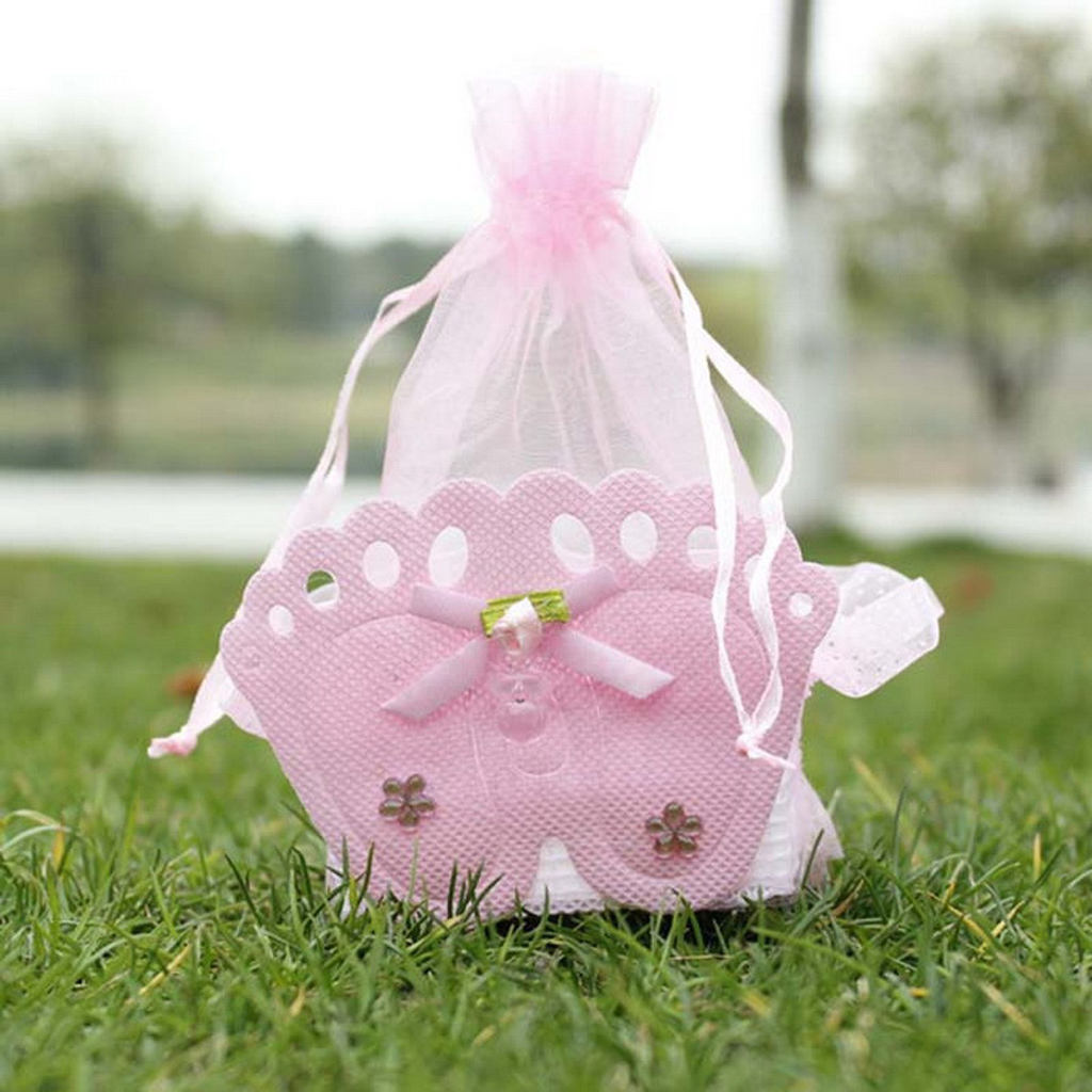 12 PCS Baby Footprint Gift Box Girl Boy Baby Shower Candy Bags Favor Pink