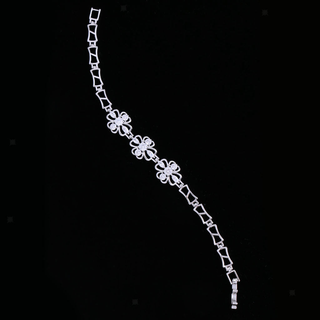 Fashion Rhinestone Zircon Floral Bracelet Wrist Chain Women Girls Jewelry