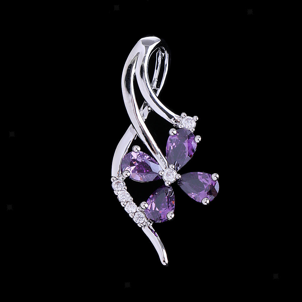Wedding Bridal Crystal Floral Pendant Girls Woman Necklace Dangle Jewelry