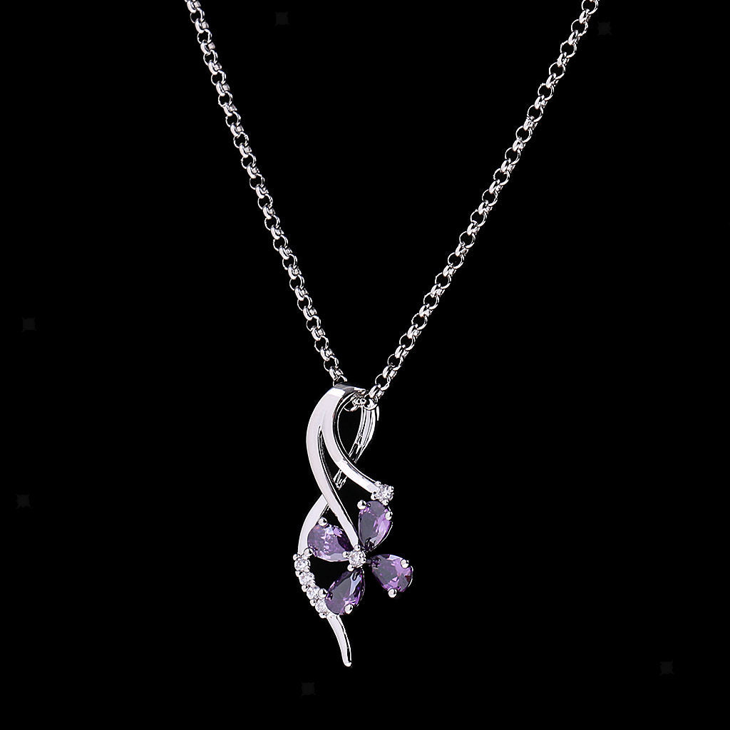 Wedding Bridal Crystal Floral Pendant Girls Woman Necklace Dangle Jewelry