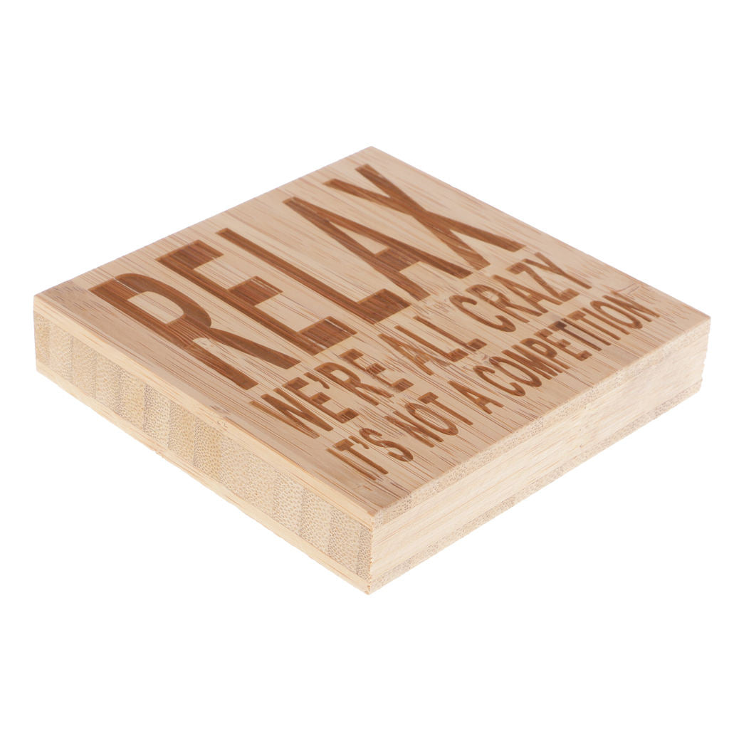 Wooden Relax Sign We're All Crazy Home Office Table Decor Board