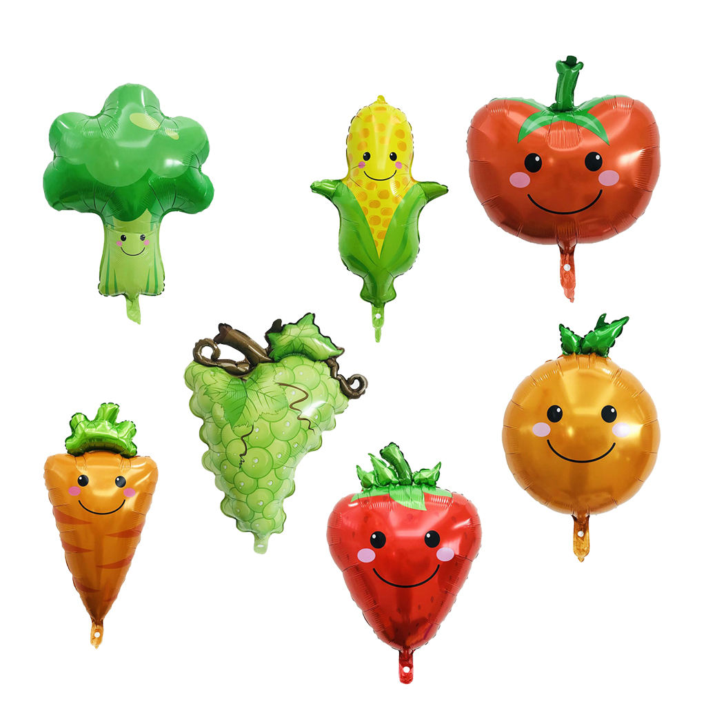 7x Wedding Party Balloons Fruits Vegetable Smile Aluminium Foil Balloon
