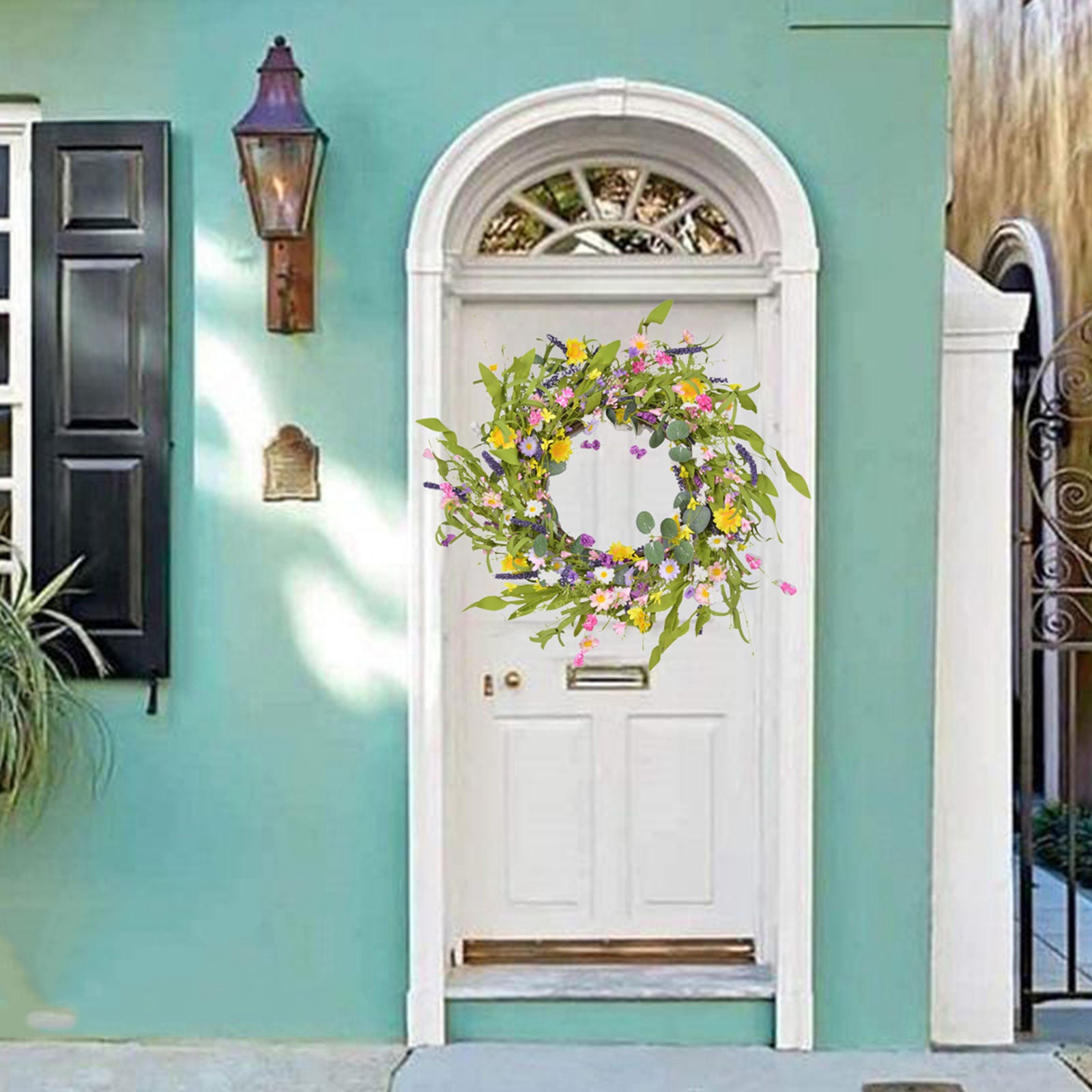 Flower Wreath Handmade Front Door Garland Green Leaves Wedding Decoration