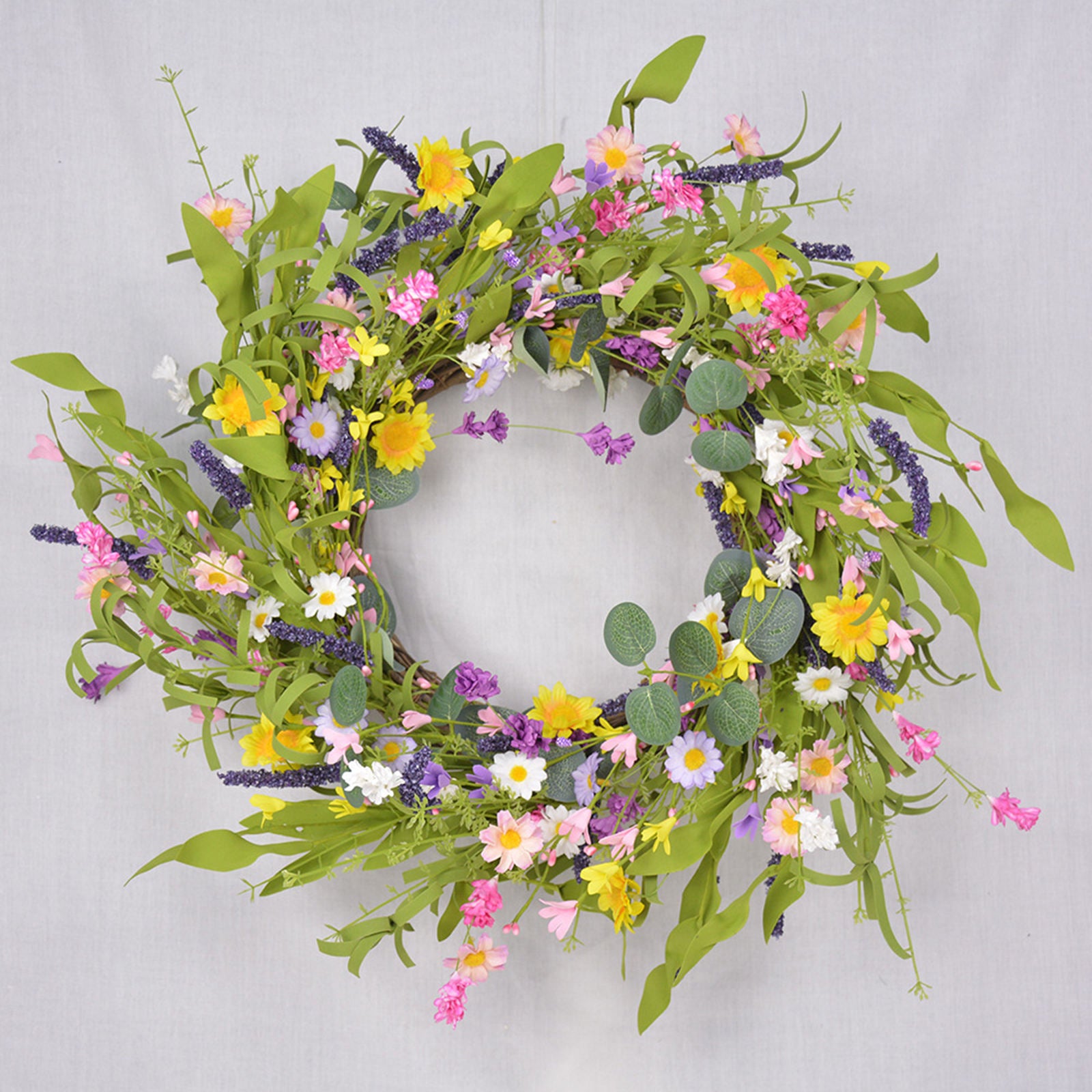 Flower Wreath Handmade Front Door Garland Green Leaves Wedding Decoration