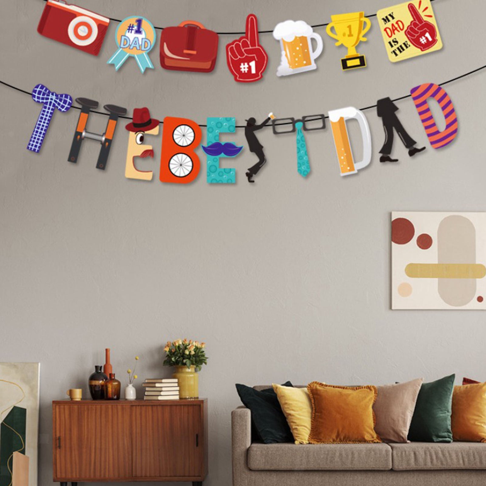 Father's Day Banner Holiday Festival Retirement Party Decor Wall Hanging