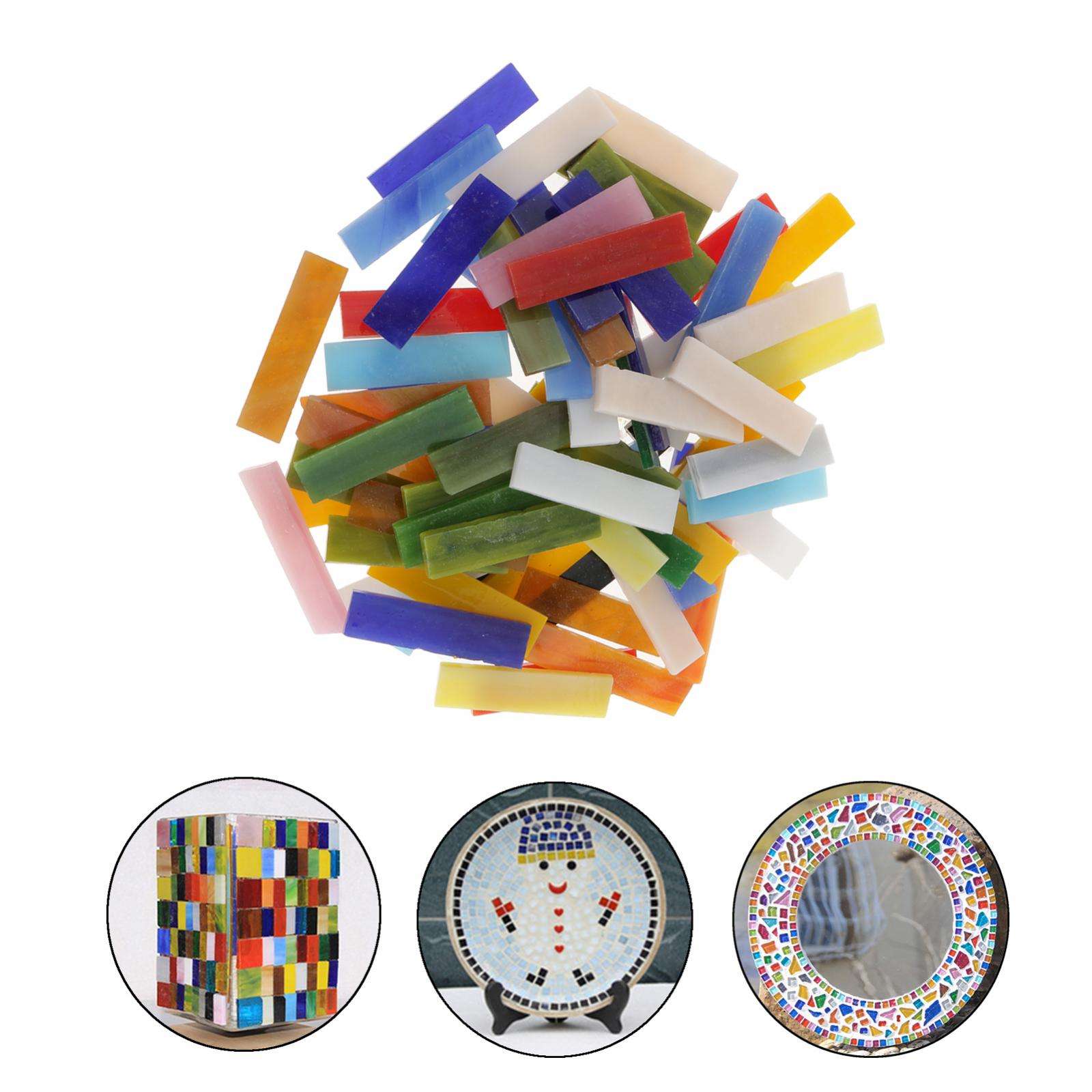 70pcs Mini Transparant Glass Mosaic Tiles in Puzzle Glass Pebbbles Decor