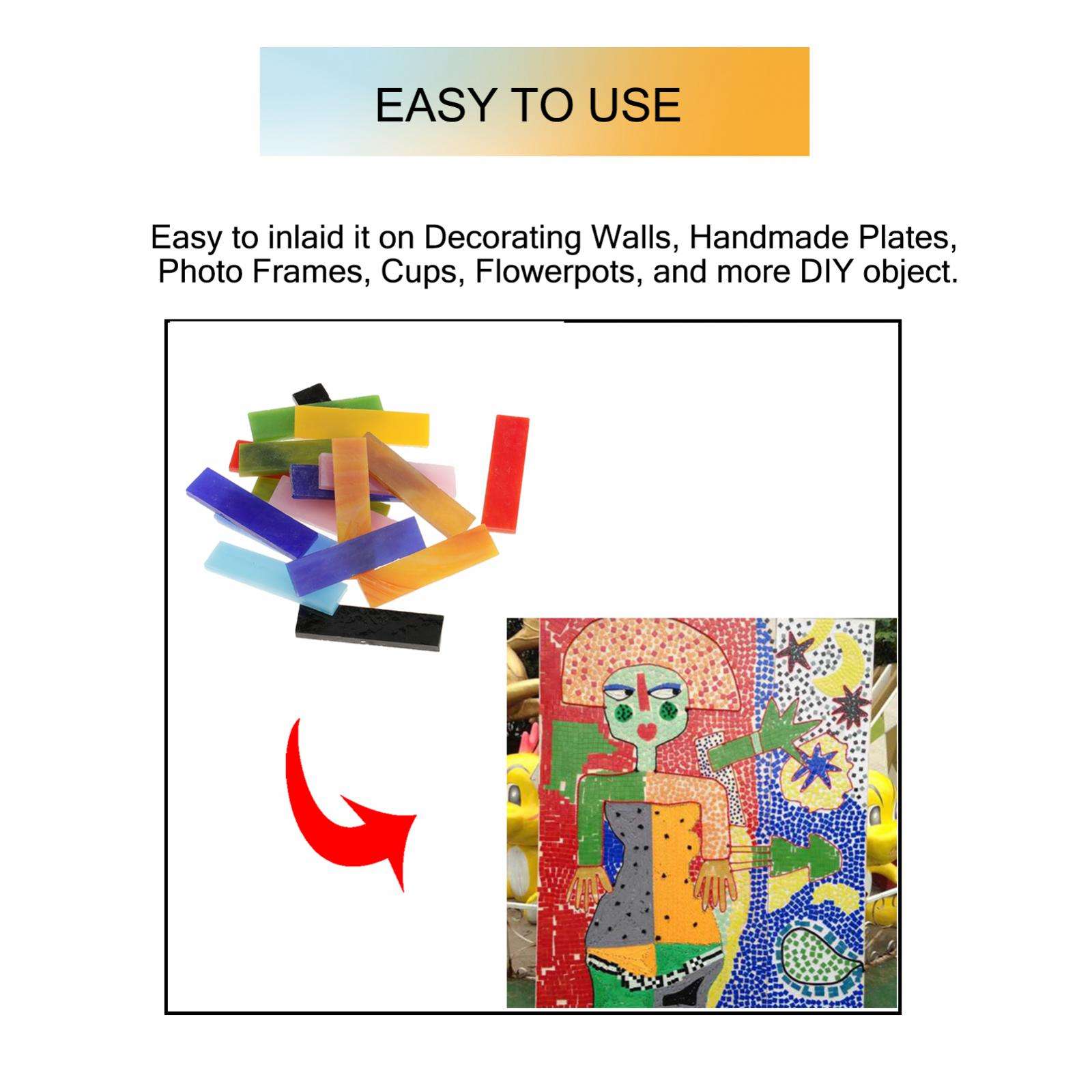 70pcs Mini Transparant Glass Mosaic Tiles in Puzzle Glass Pebbbles Decor
