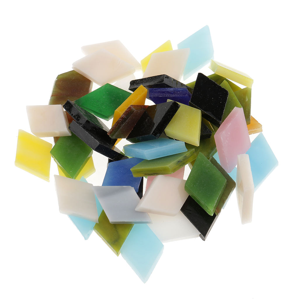 300pcs Assorted Color Rhombus Glass Mosaic Tiles Pieces Craft Supplies 12mm