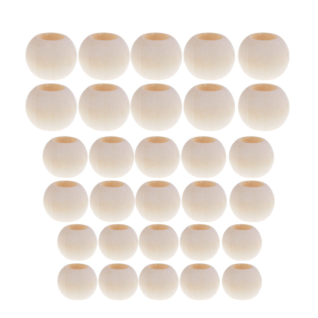 30 Pieces Wood Beads Loose Beads for DIY Crafts Jewelry Necklace Making