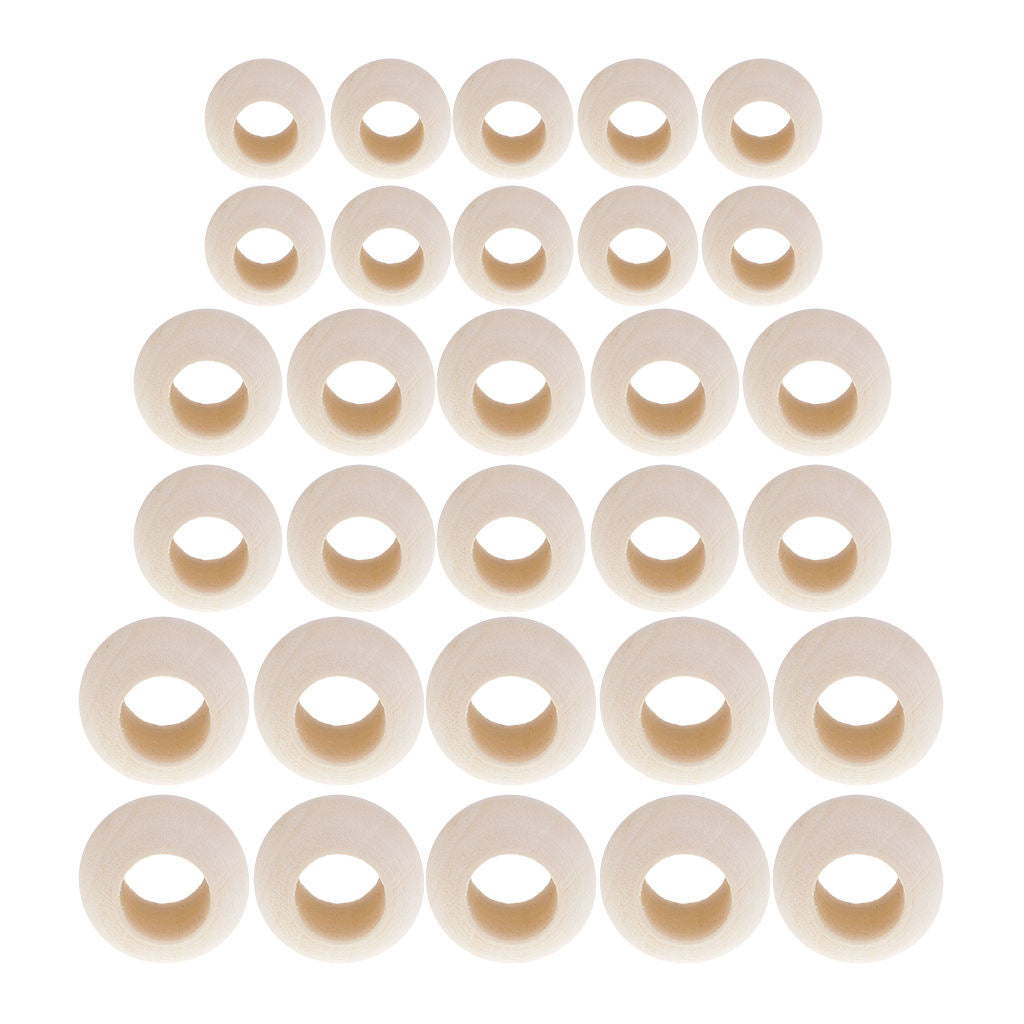 30 Pieces Wood Beads Loose Beads for DIY Crafts Jewelry Necklace Making