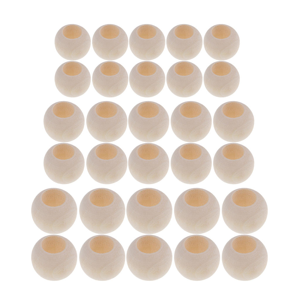 30 Pieces Wood Beads Loose Beads for DIY Crafts Jewelry Necklace Making