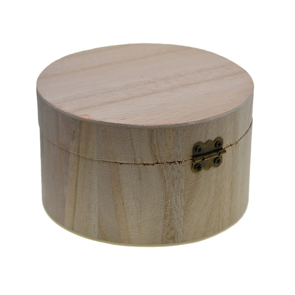Unpainted Wood Classic Box Round Shapes with Magnetic Clasp Lid for Arts,
