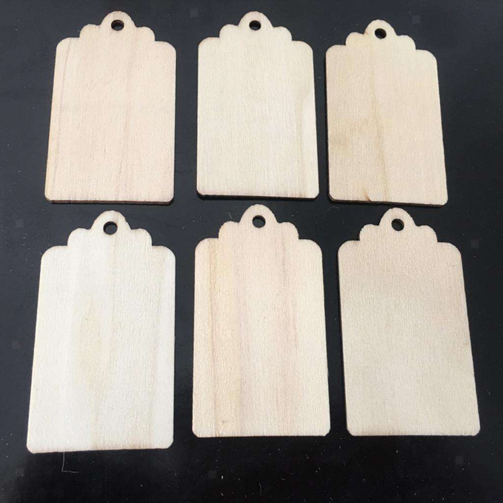 50x Natural Wood Gift Tags Blank Hanging Label