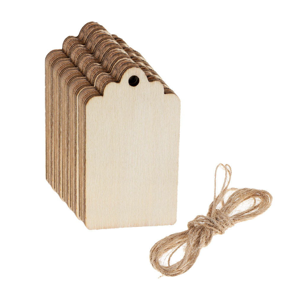 50x Natural Wood Gift Tags Blank Hanging Label