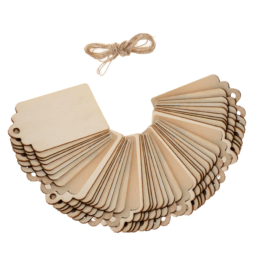 50x Natural Wood Gift Tags Blank Hanging Label
