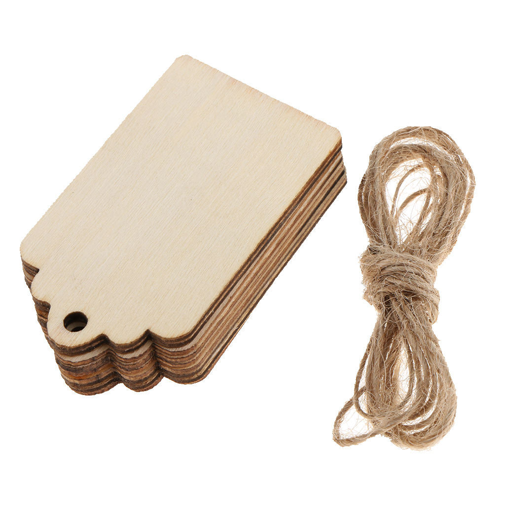 50x Natural Wood Gift Tags Blank Hanging Label