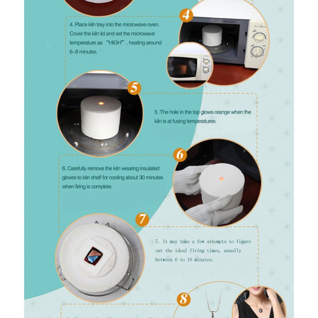 6 Pieces Microwave Kiln Kit and DIY Fusing Glass Jewelry Set - Professional
