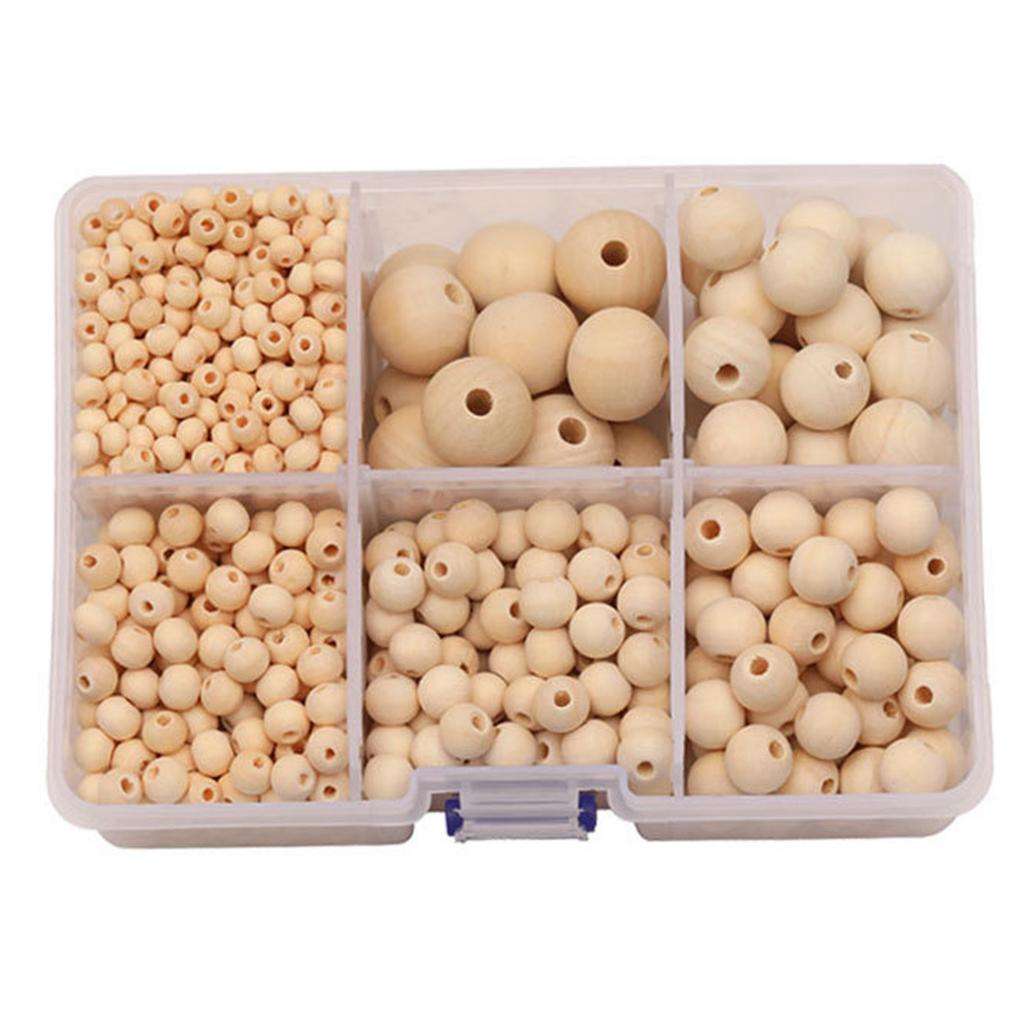 1150Pcs Solid Round Wooden Loose Beads Wood Spacer Beads Jewelry Making