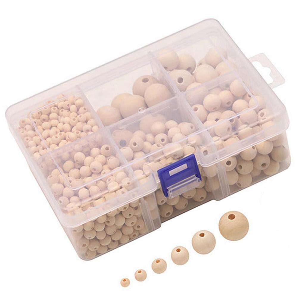 1150Pcs Solid Round Wooden Loose Beads Wood Spacer Beads Jewelry Making