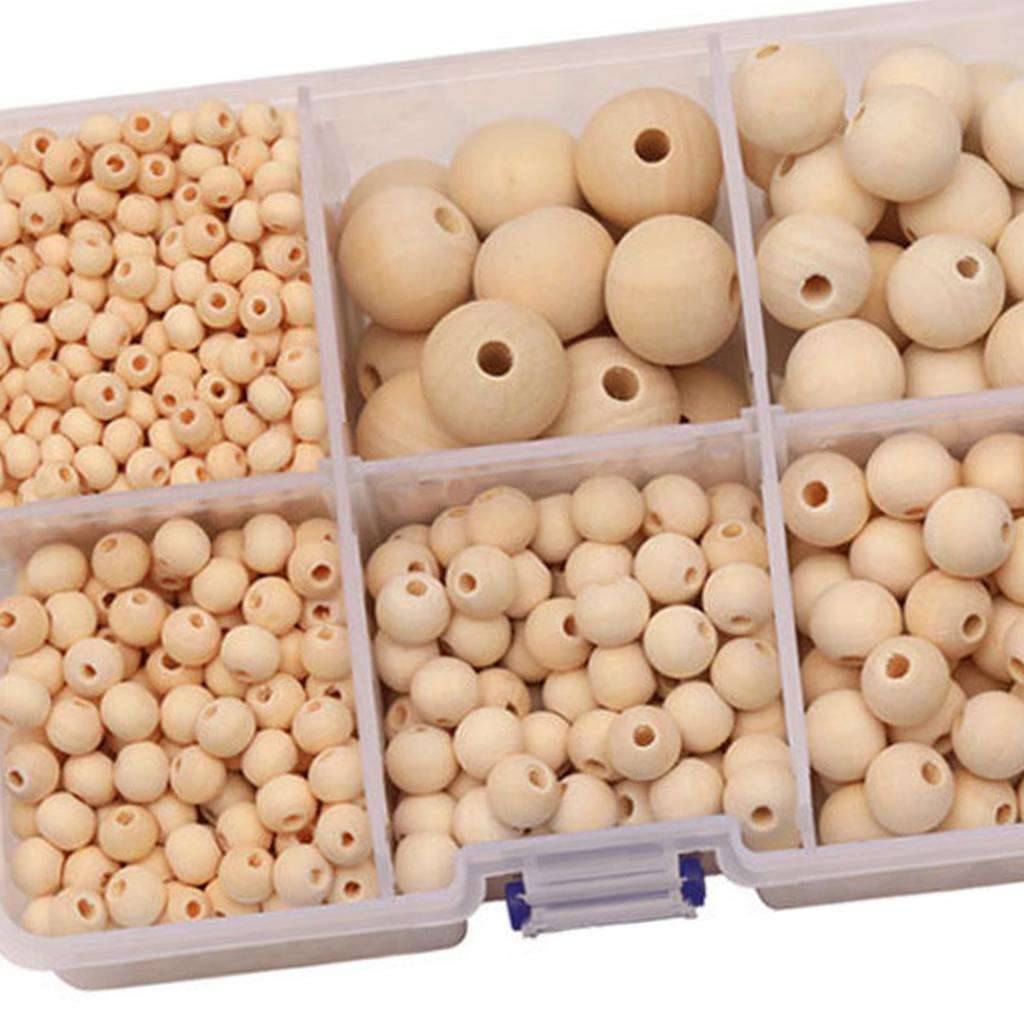 1150Pcs Solid Round Wooden Loose Beads Wood Spacer Beads Jewelry Making