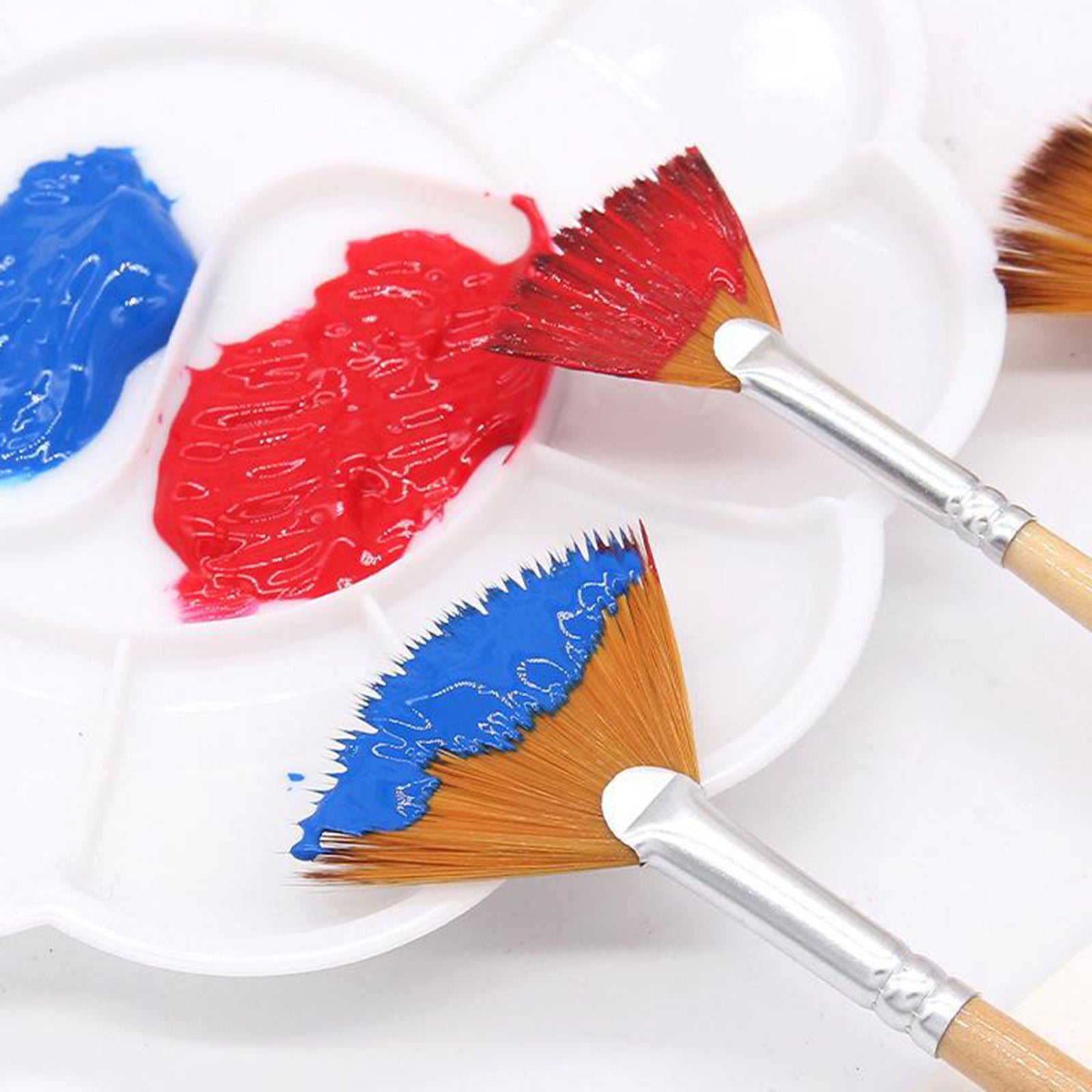5 Pcs Fan Artist Paint Brush Soft Nylon Hair Craft Art Watercolor Painting
