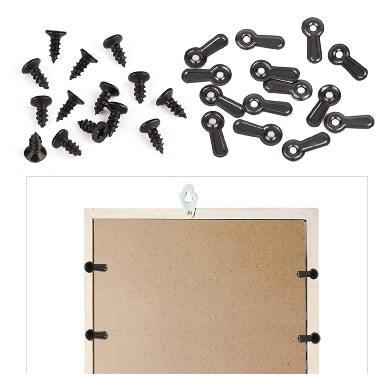 Metal Frame Turn Buttons Fasteners and 300 Screws for Hanging Picture Photos