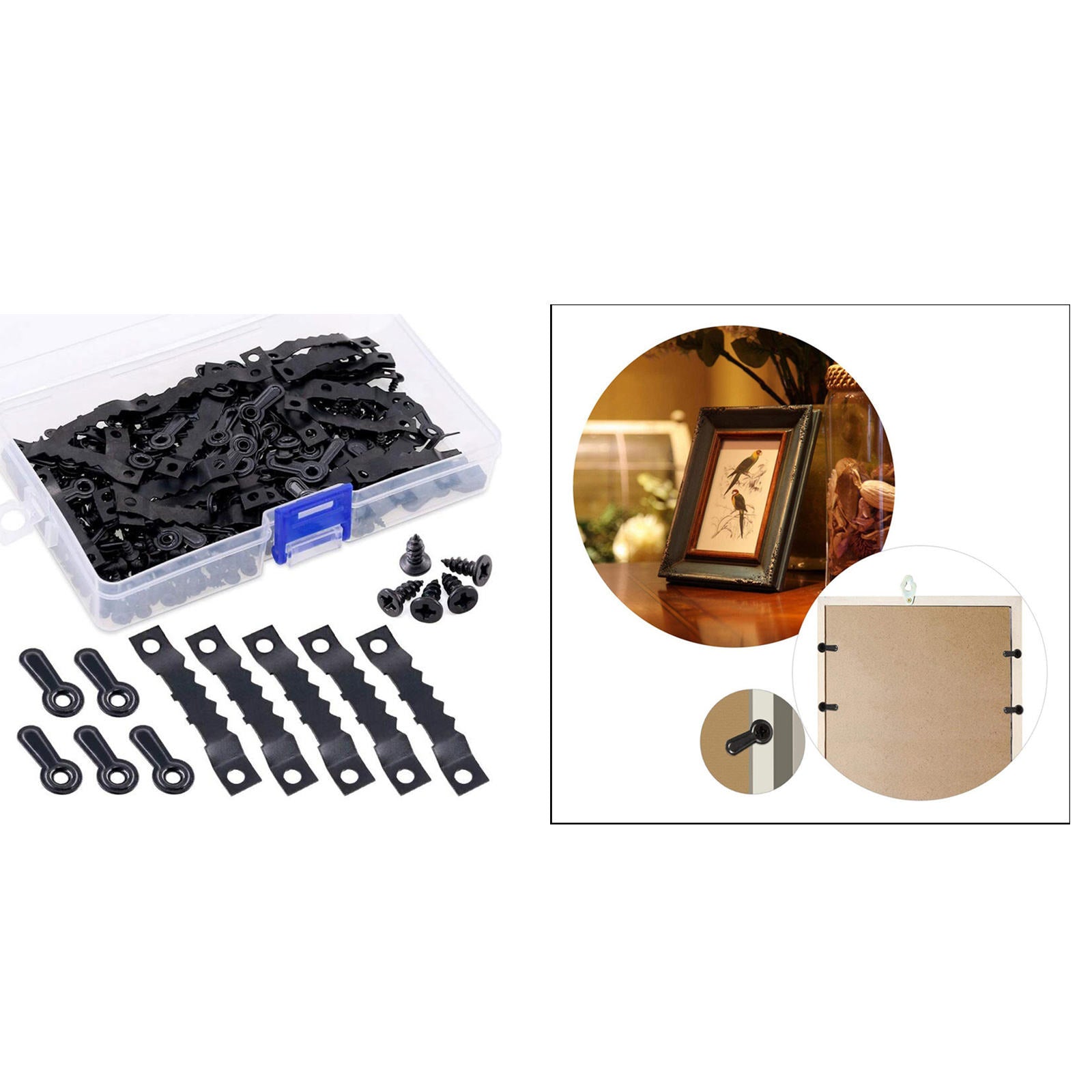 Picture Hangers Kit with Screws Backing Clips Hardware for Hanging Drawing