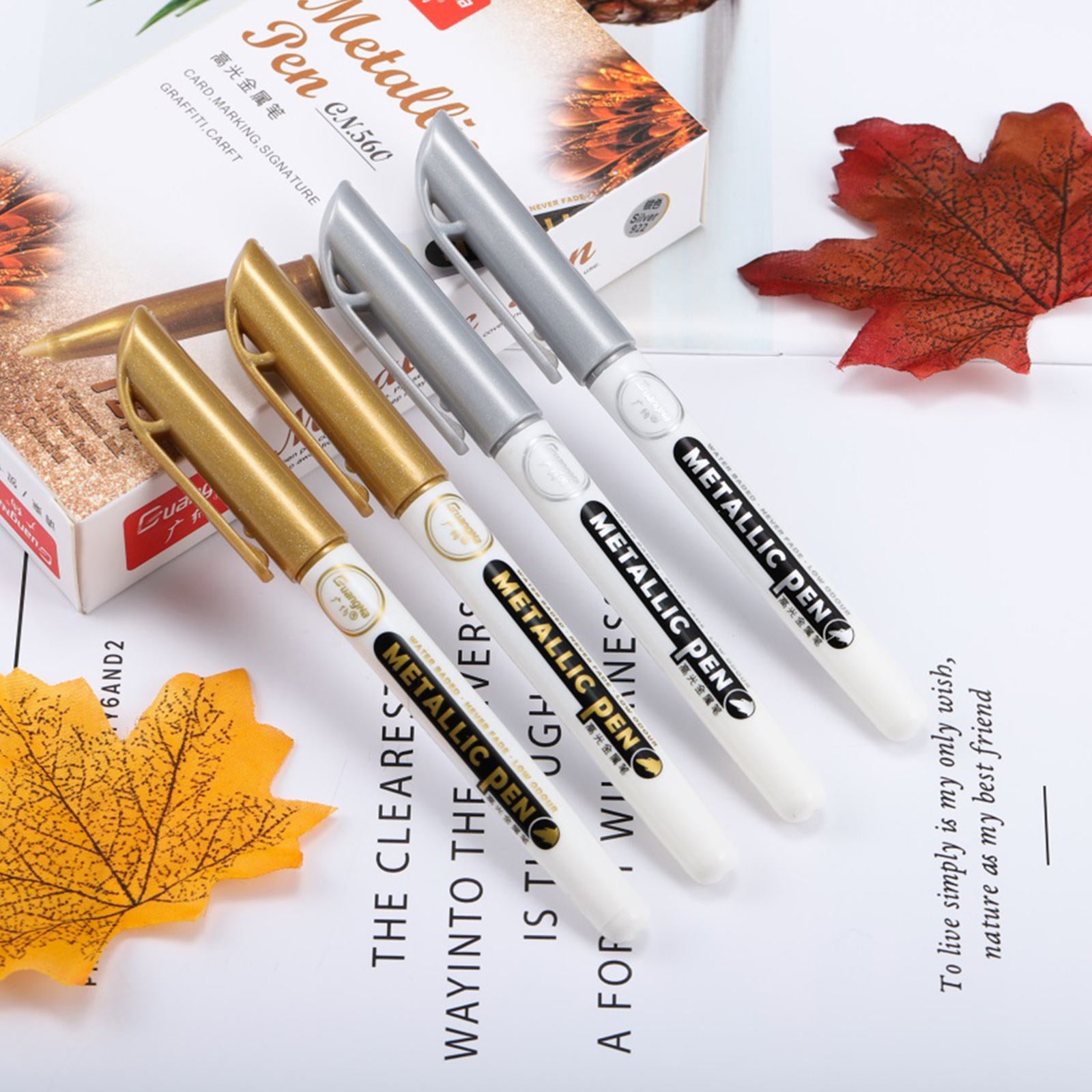 12x Metallic Marker Doodling Paint Pen for Ceramics Glass Scrapbooking