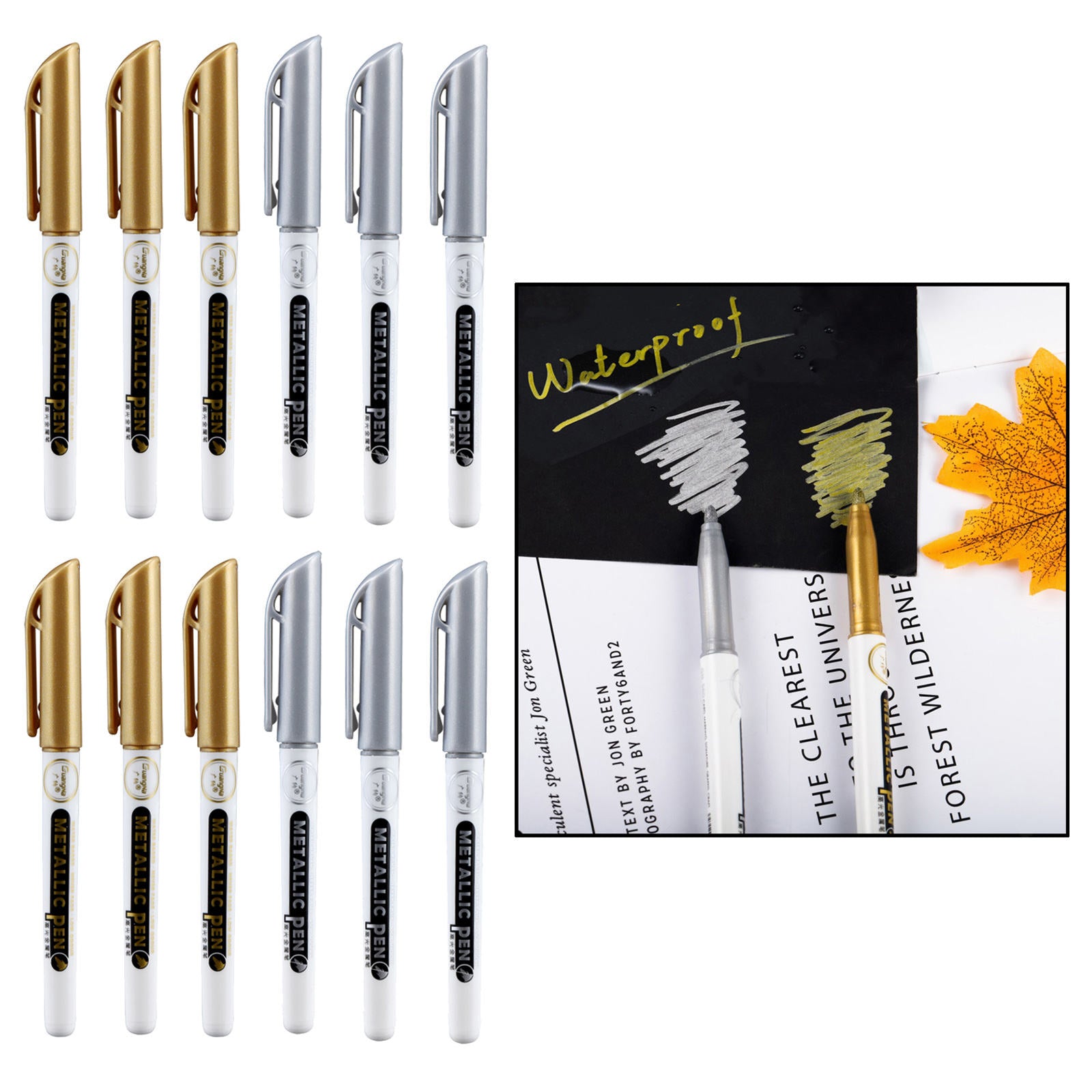 12x Metallic Marker Doodling Paint Pen for Ceramics Glass Scrapbooking