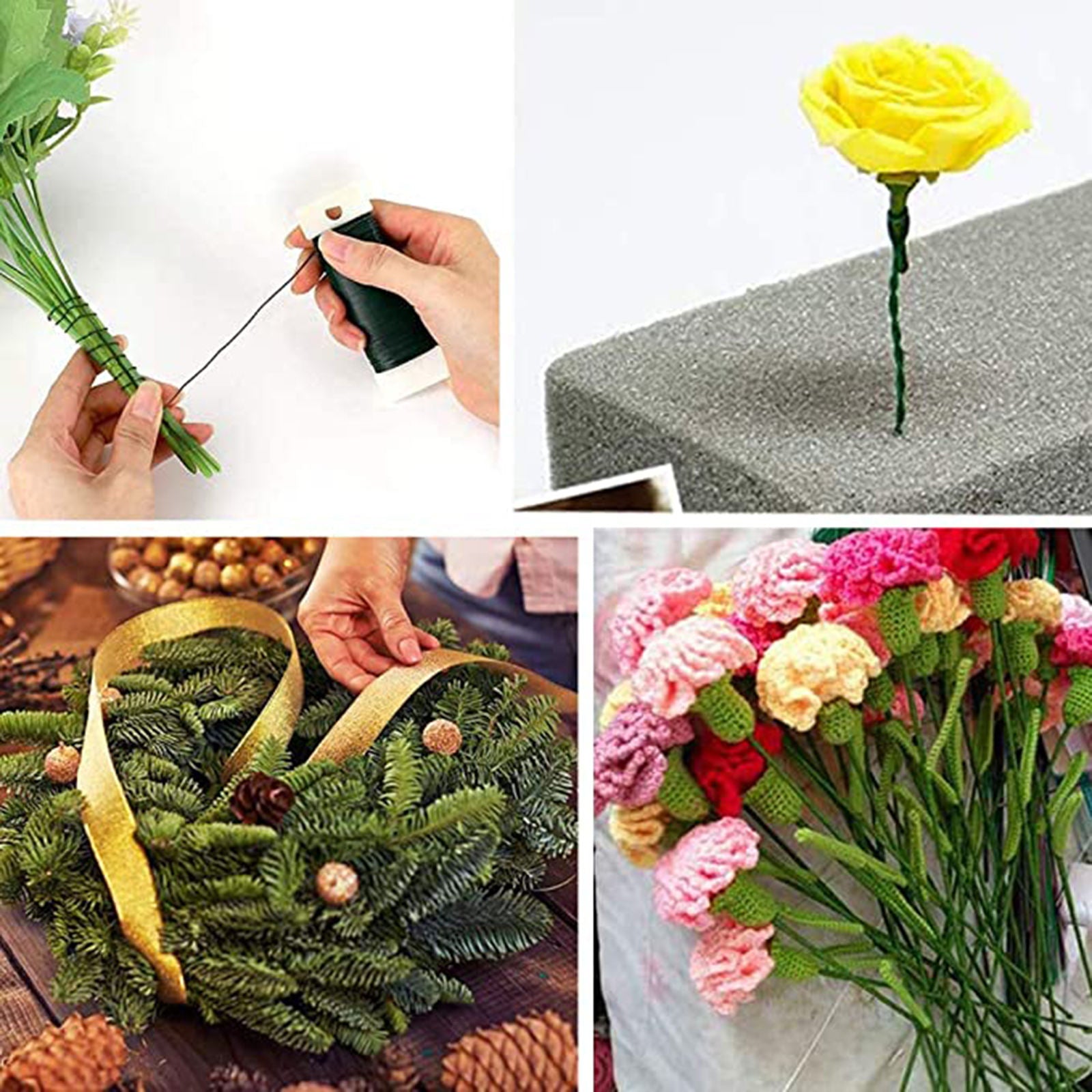 Green Reel Floral Paddle Wire Lacquered Florist Wire Floristry Wreaths DIY