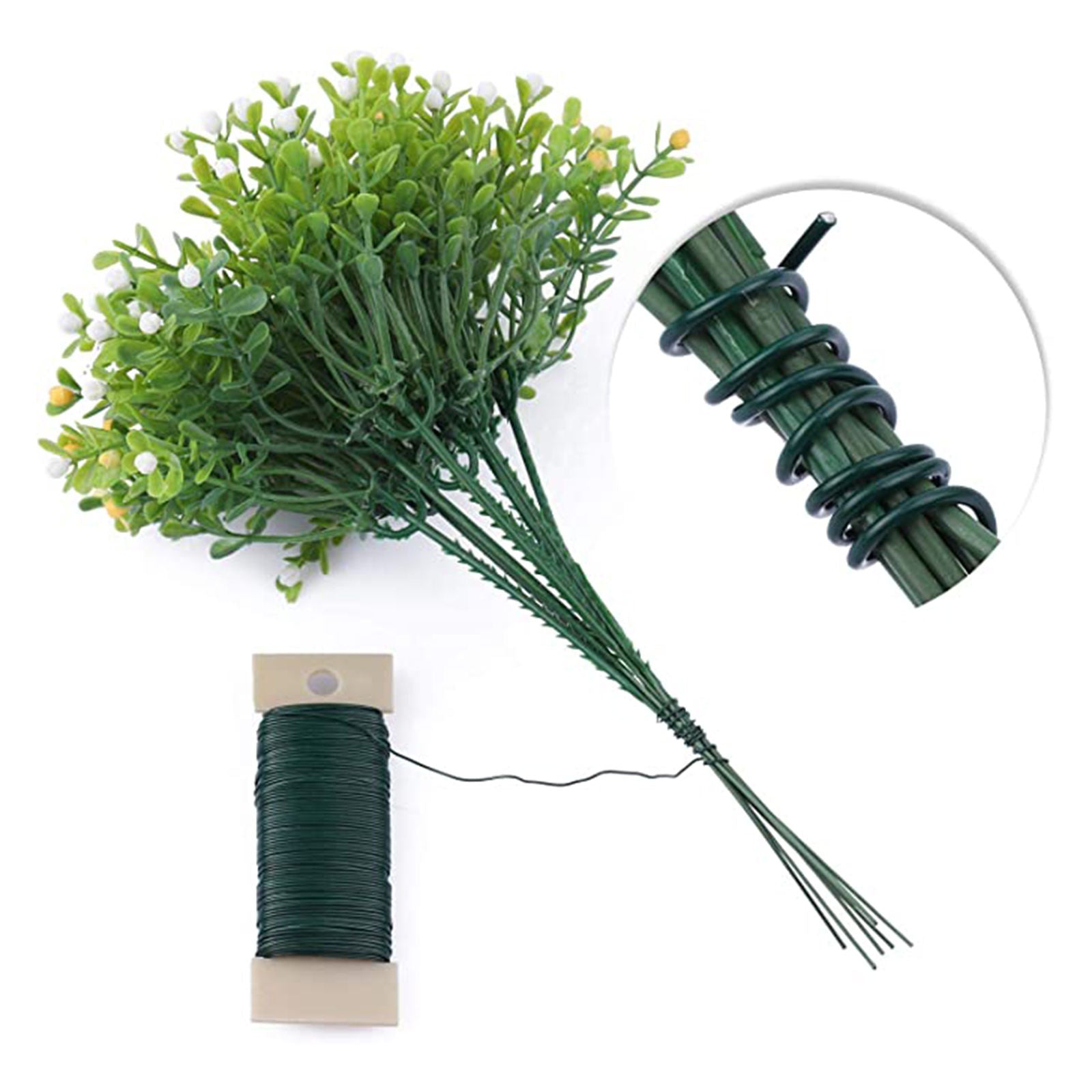 Green Reel Floral Paddle Wire Lacquered Florist Wire Floristry Wreaths DIY