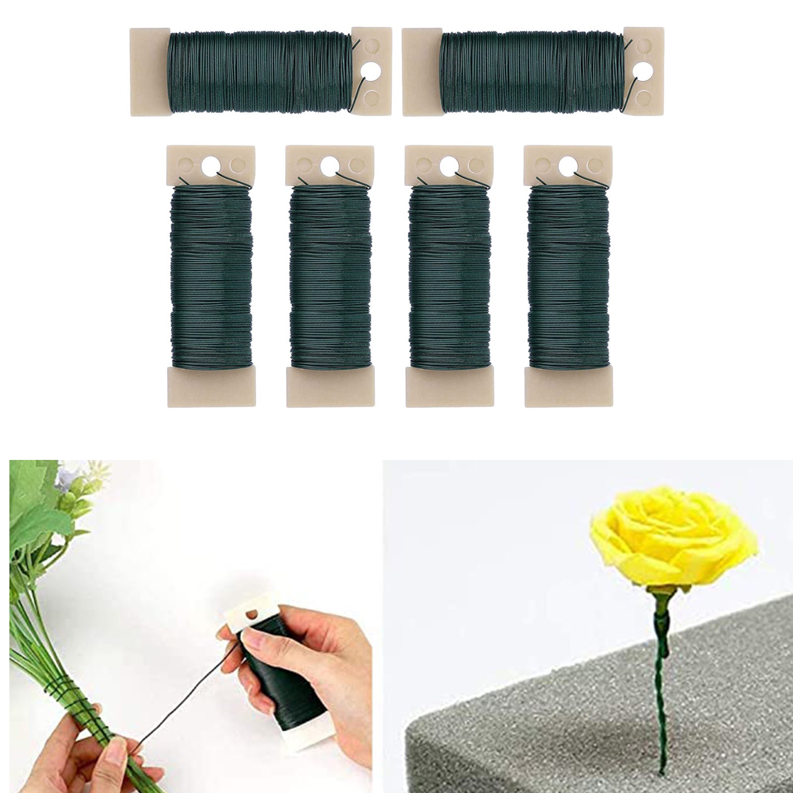 Green Reel Floral Paddle Wire Lacquered Florist Wire Floristry Wreaths DIY