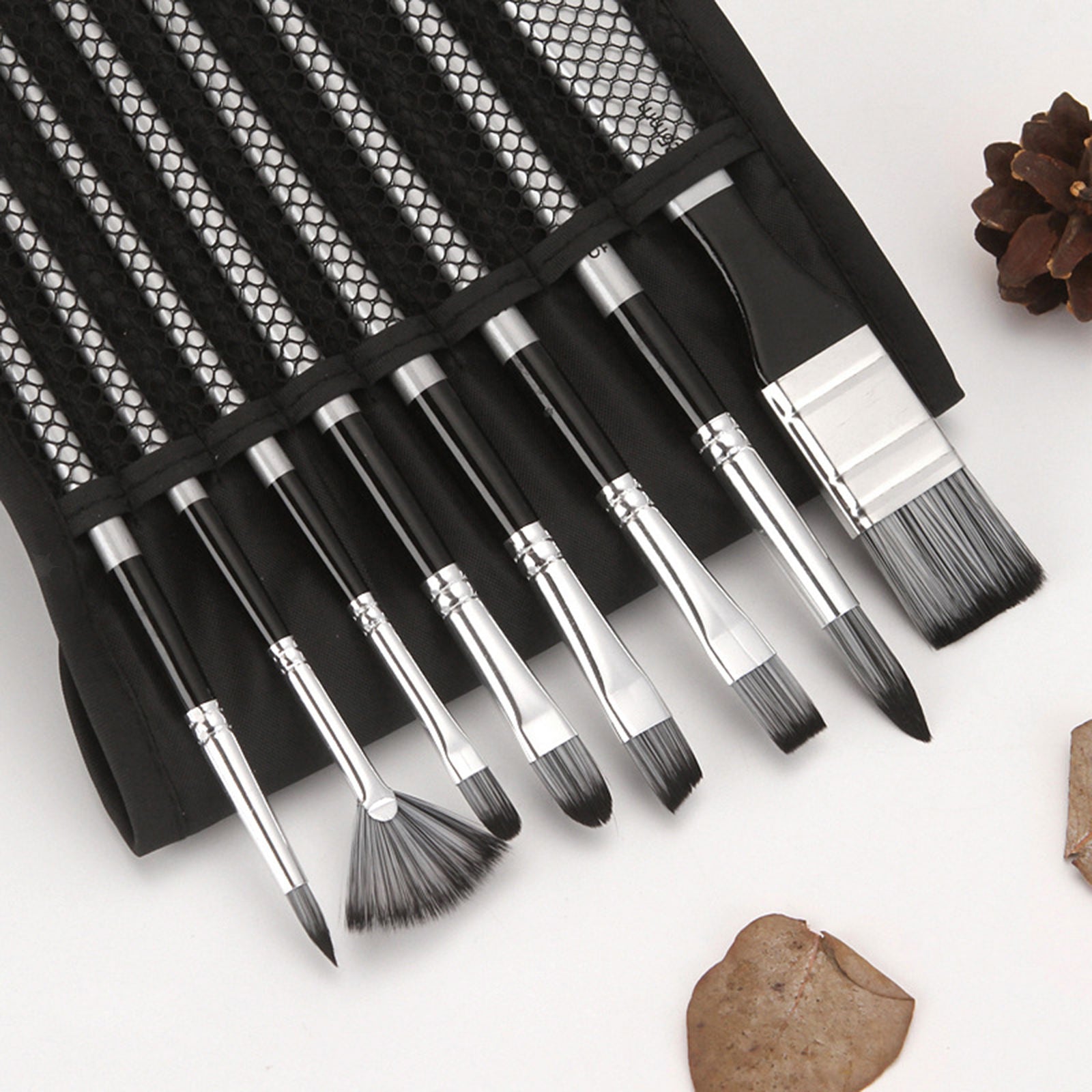 8Pcs Painting Brushes Filbert Fan Acrylic Gouache Drawing Paint Paintbrush
