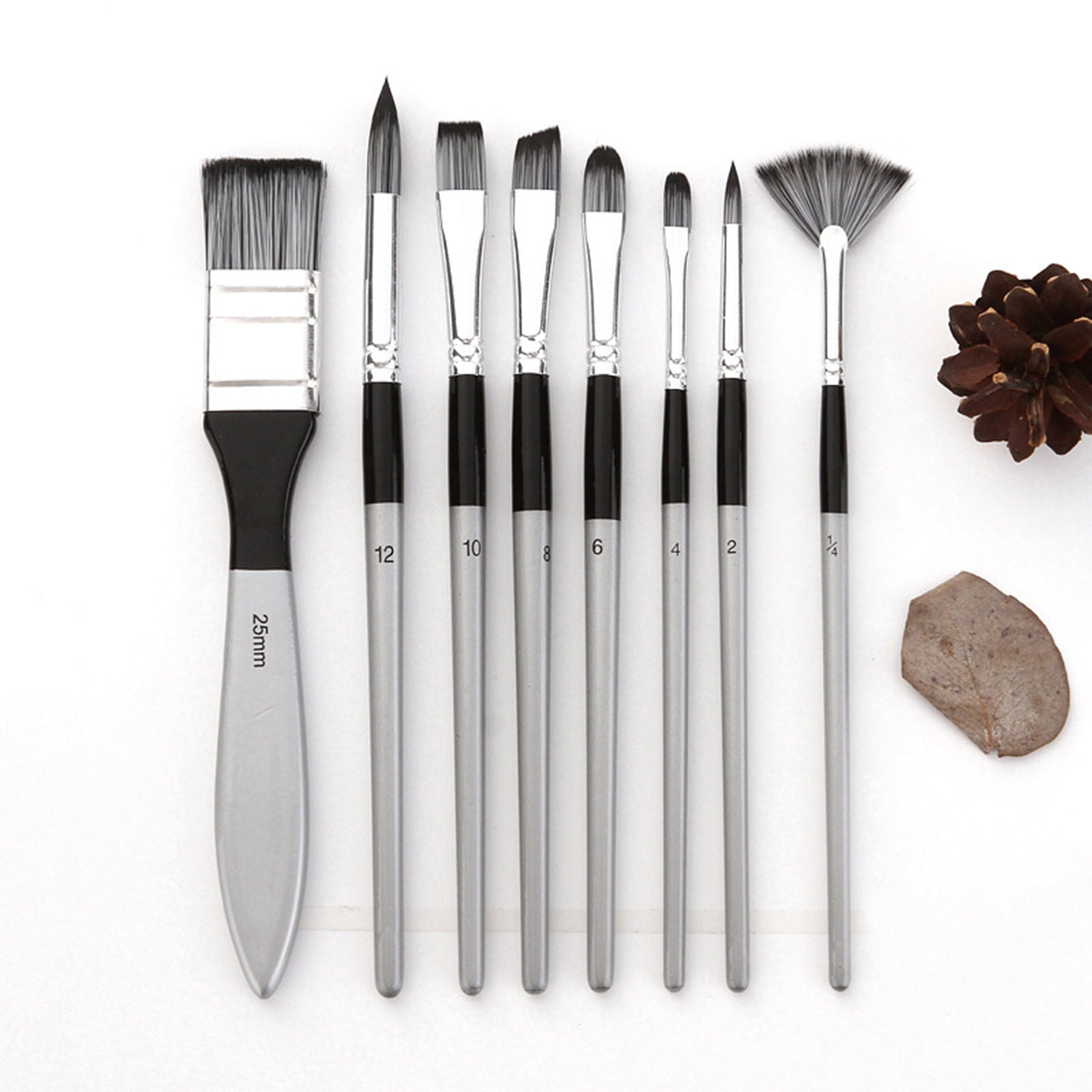 8Pcs Painting Brushes Filbert Fan Acrylic Gouache Drawing Paint Paintbrush