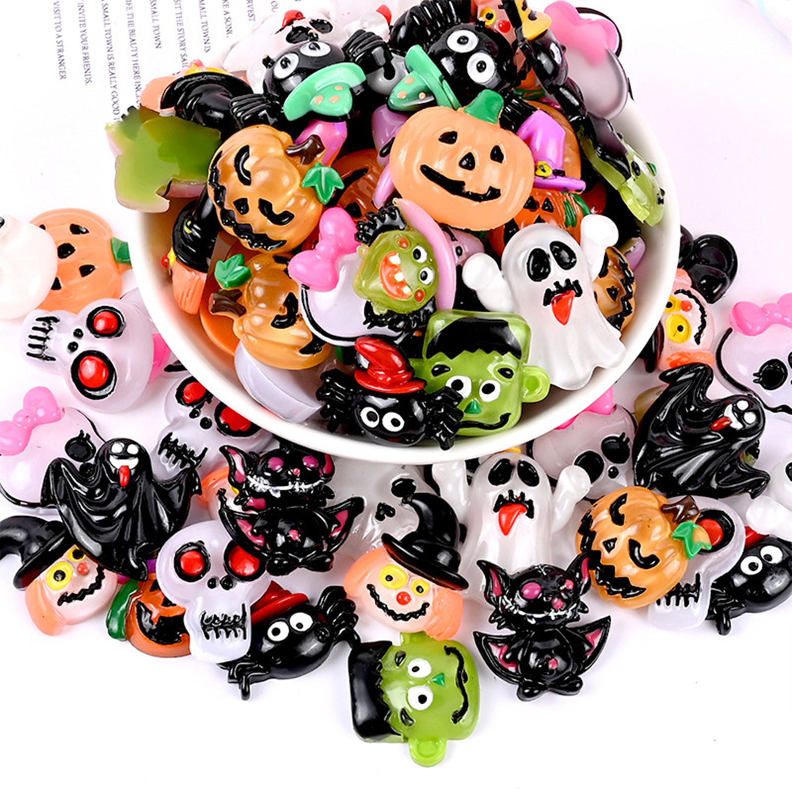 30Pcs Mixed Lot Halloween Embellishments Cabochons Scrapbook Accessories