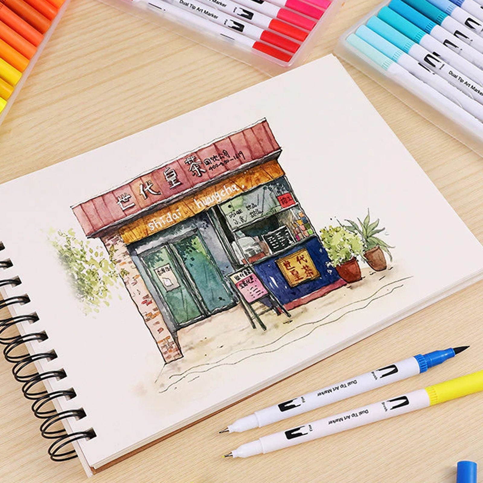 120 Colors Paint Brush Pens Art Marker Pen Kids Coloring Drawing Journaling