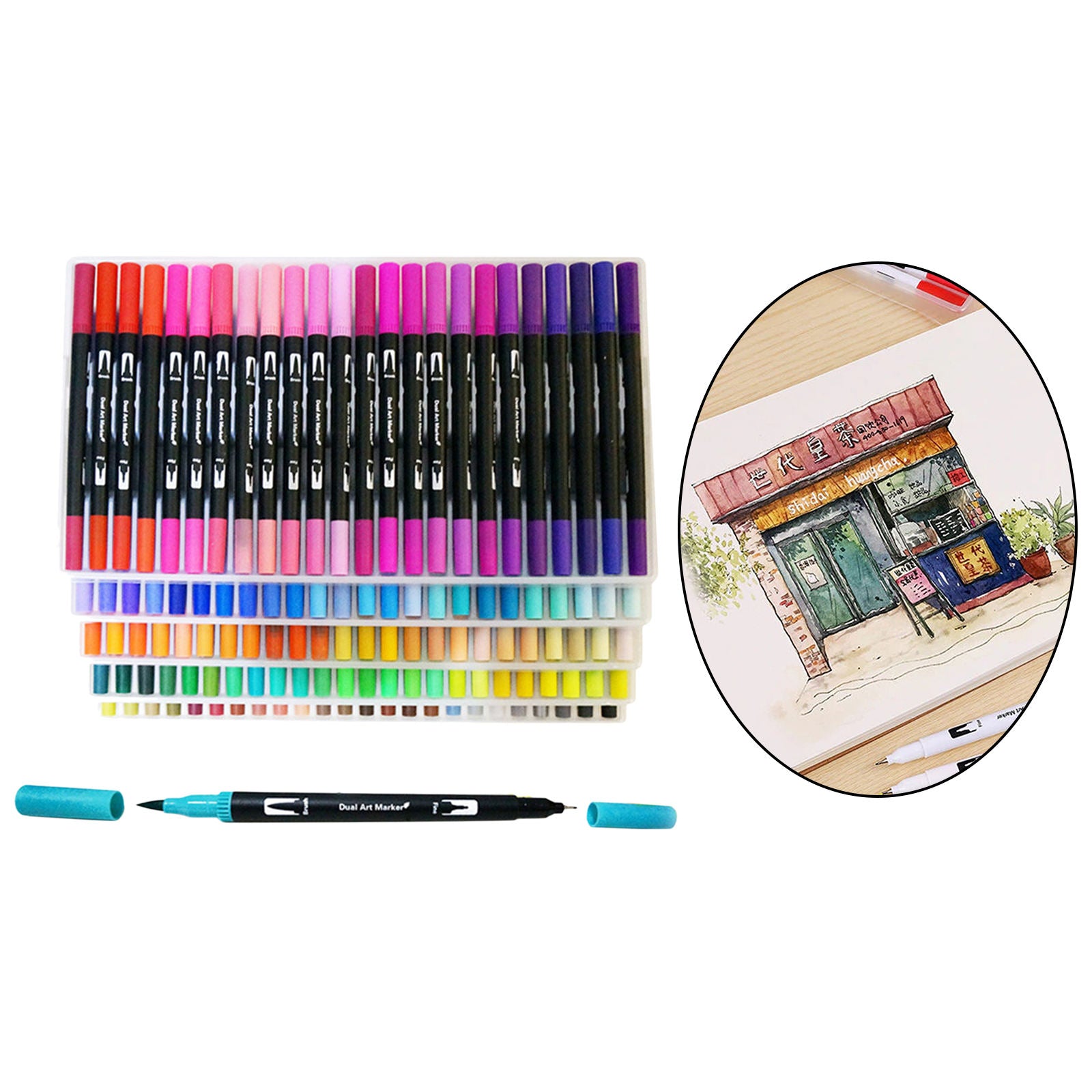120 Colors Paint Brush Pens Art Marker Pen Kids Coloring Drawing Journaling