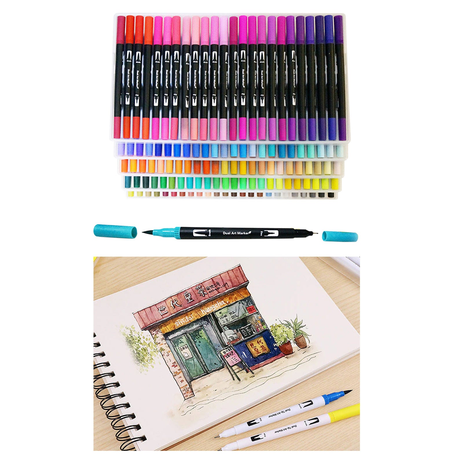 120 Colors Paint Brush Pens Art Marker Pen Kids Coloring Drawing Journaling