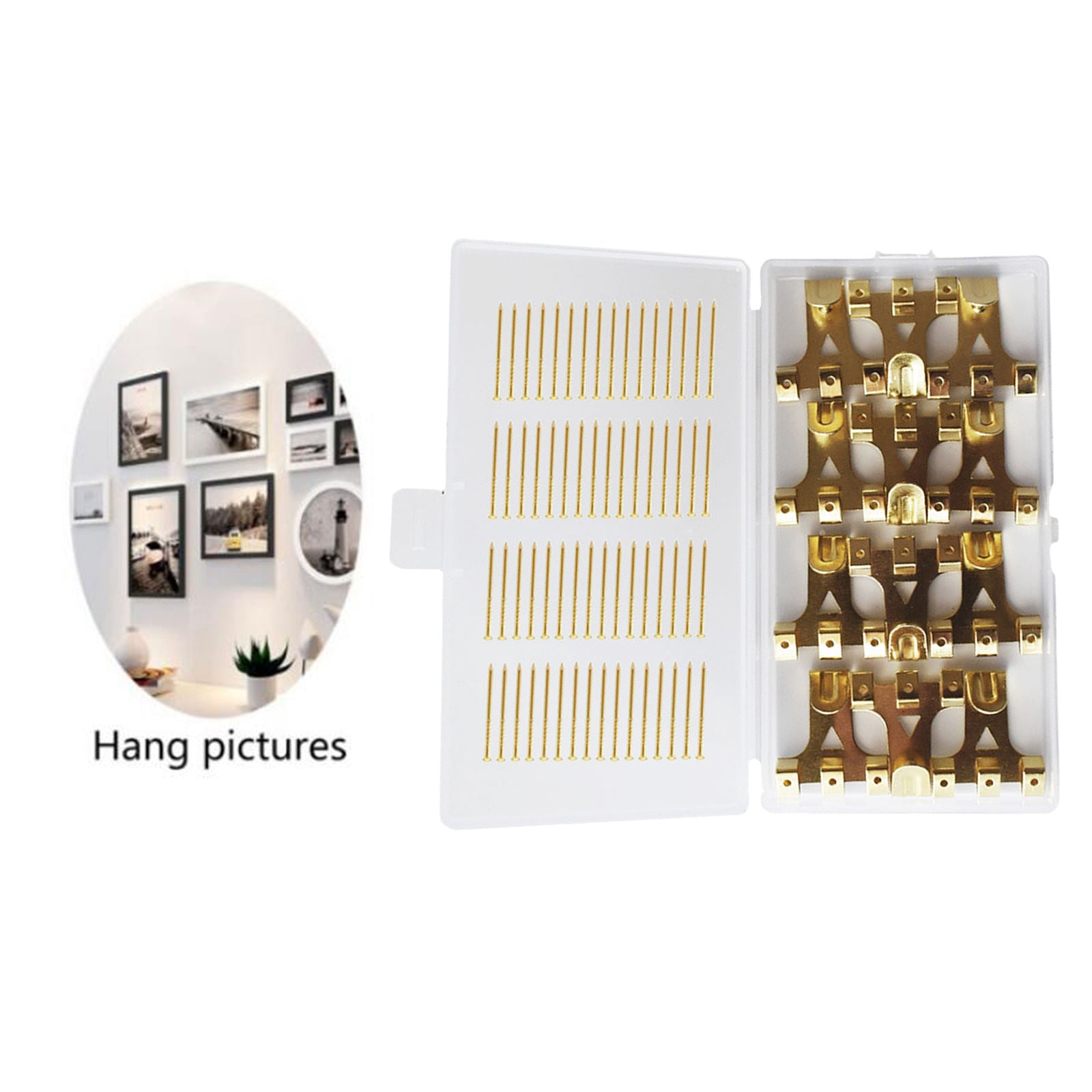 75 lbs Picture Frame Hangers Hooks Brass Plated Wood Framing Photo Hanging