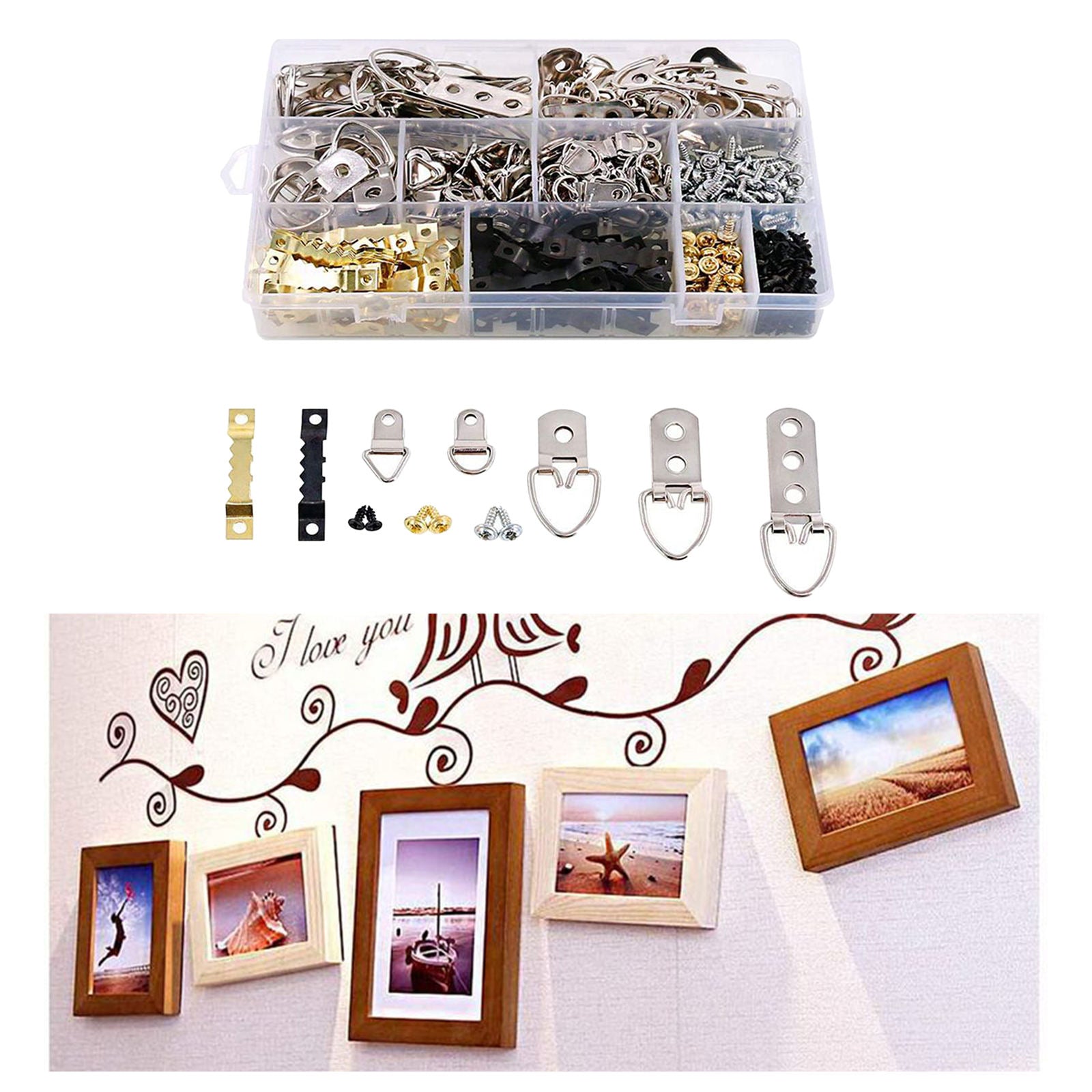 415Pcs Sawtooth Photo Frame Hanger Kit Heavy Duty Hook Fasteners Accessories