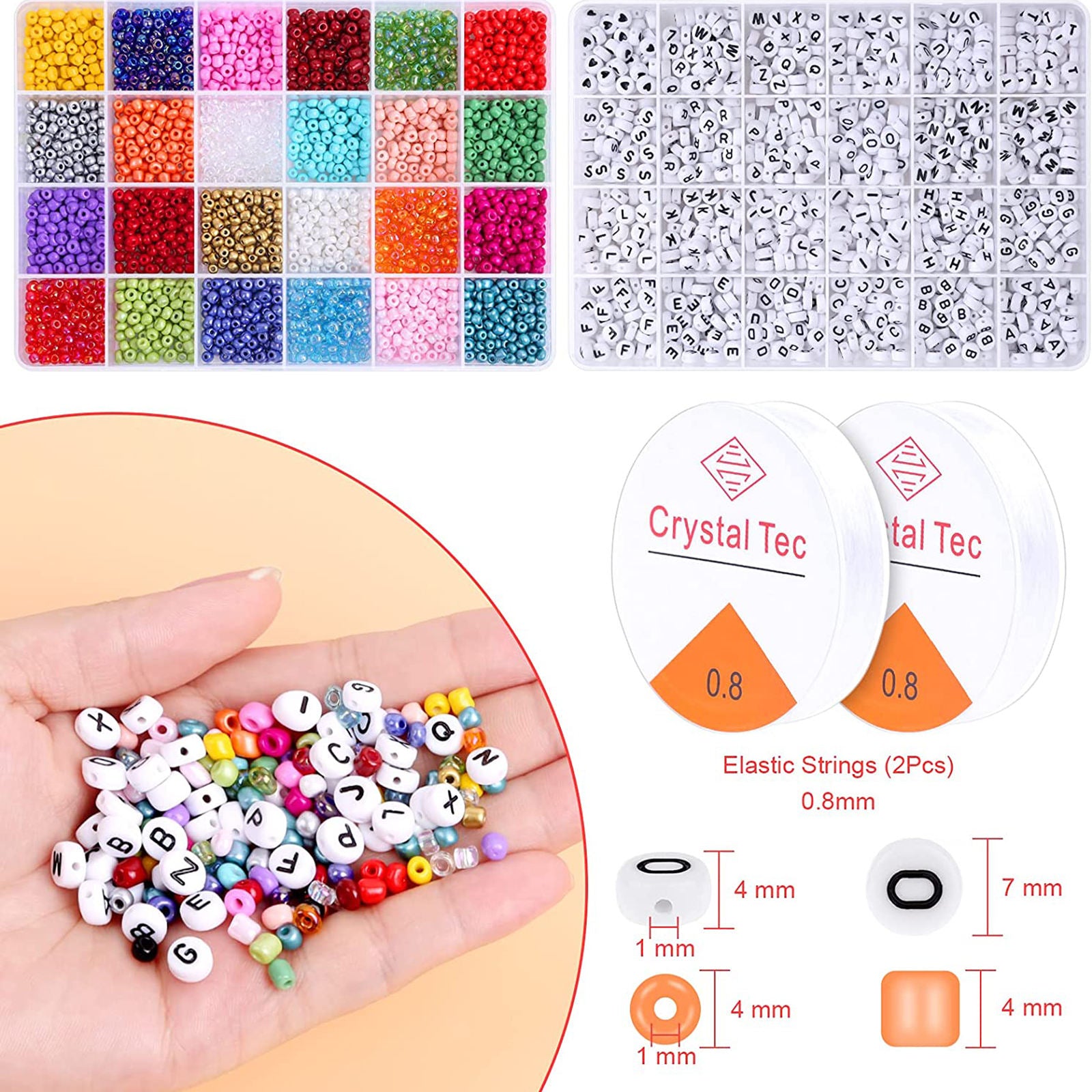 4000x 4000Pcs Craft Bead Set Plastic for Jewelry Making DIY Girlfriend Kids