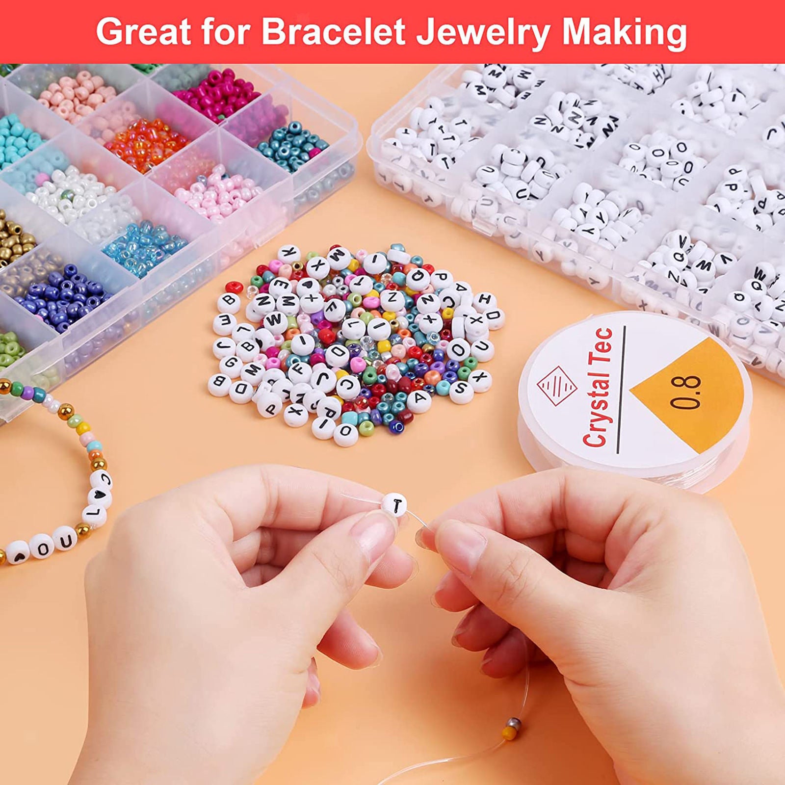 4000x 4000Pcs Craft Bead Set Plastic for Jewelry Making DIY Girlfriend Kids